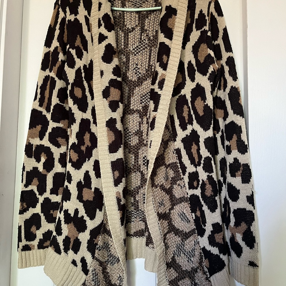 Say What? New York Animal print cardigan sweater